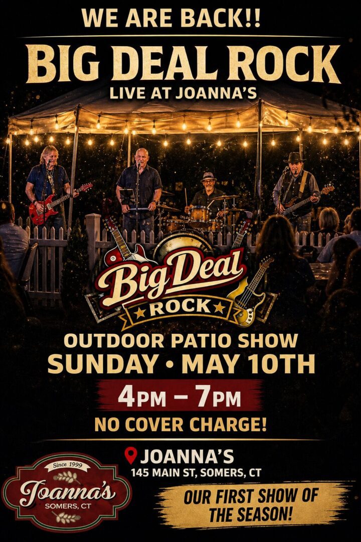 Enjoy our spacious patio with Big Deal Rock performing LIVE!